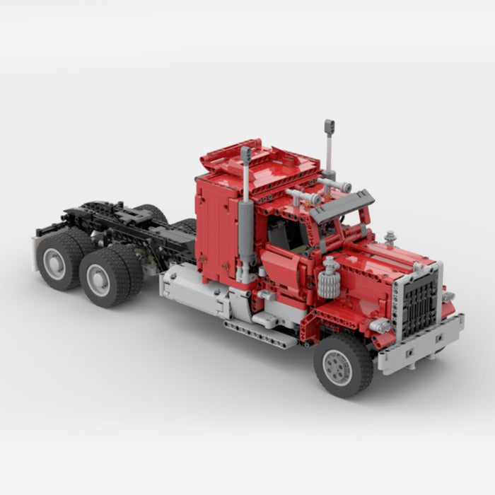 MOC - 72820 1/17 Technology RC Engineering Truck Trailer Building Blocks - LesDiy - Red