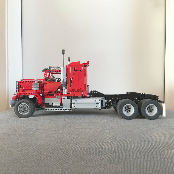 MOC - 72820 1/17 Technology RC Engineering Truck Trailer Building Blocks - LesDiy - Red