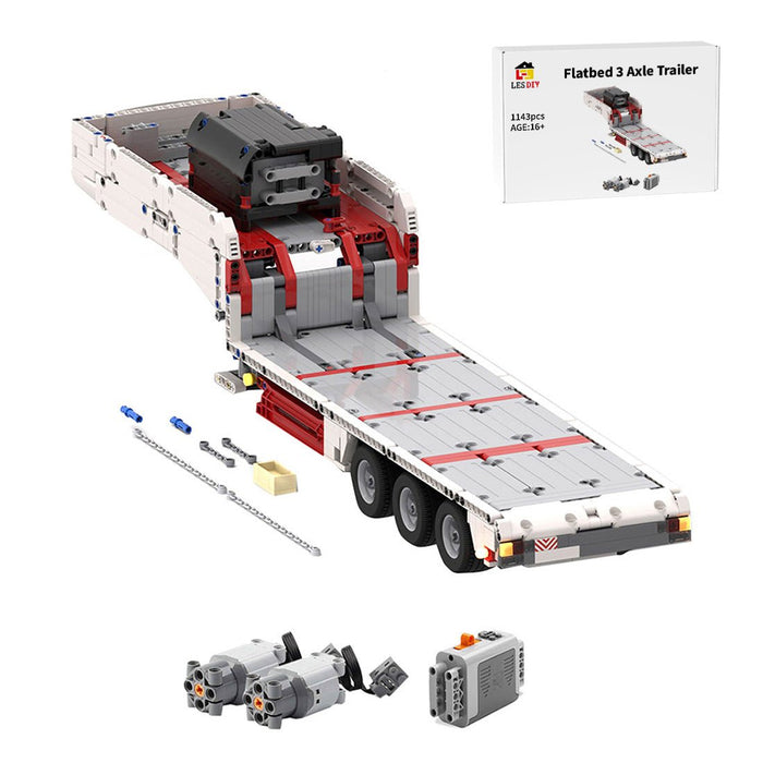 MOC - 78480 Flatbed 3 axle trailer Building Blocks - LesDiy - Crane -
