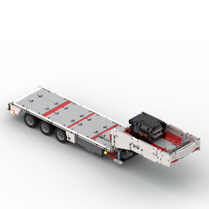 MOC - 78480 Flatbed 3 axle trailer Building Blocks - LesDiy - Crane -