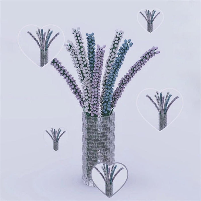 MOC 8 Bouquets Lavenders - LesDiy - MOC - With Vase