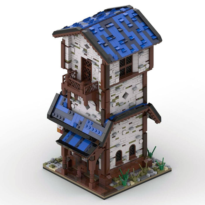MOC Medieval Streetscape Station Structure Model - LesDiy - Locomotive -