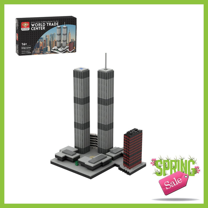 Mocsage 1/2000 Scale World Trade Center (1973 - 2001) Micro Parts Building Blocks Set (US Warehouse) - LesDiy -