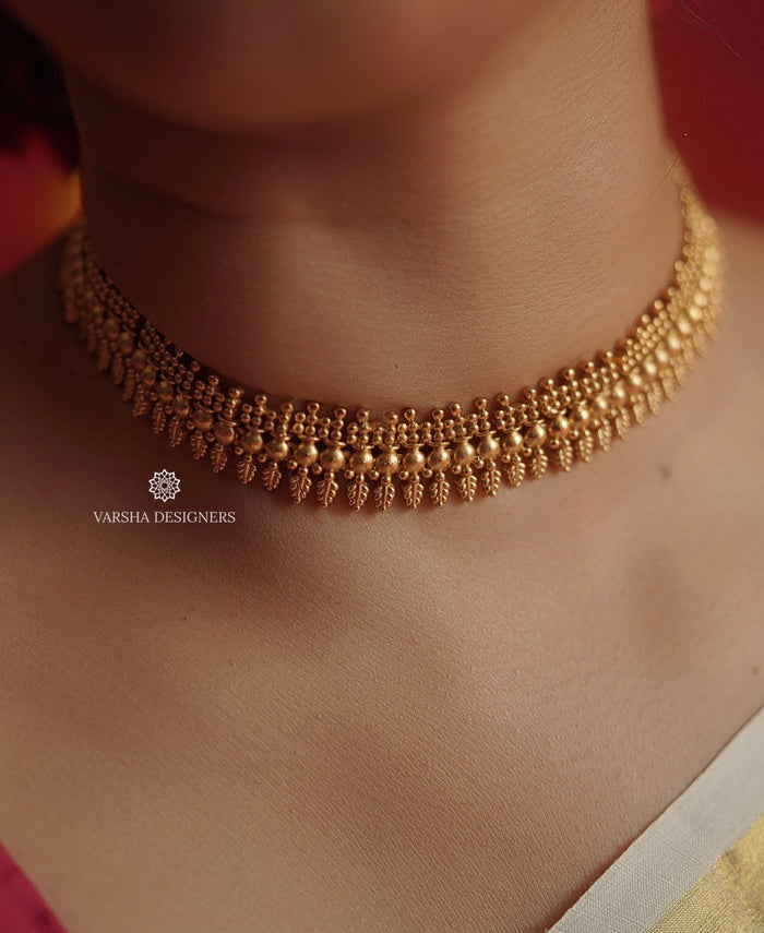 Matte Finish Necklace with Pearl Jhumkas