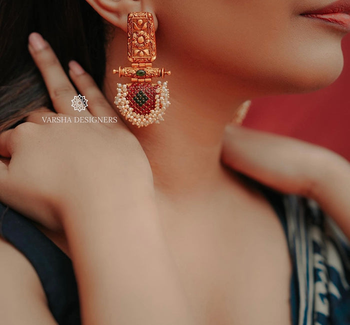 Multi Stone Rivet Guttapusalu Earrings