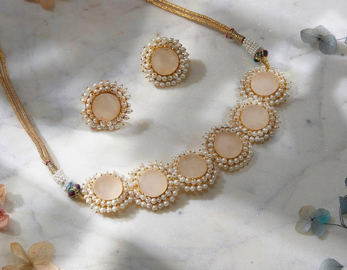 Natural Stone Fresh Water Pearls Choker