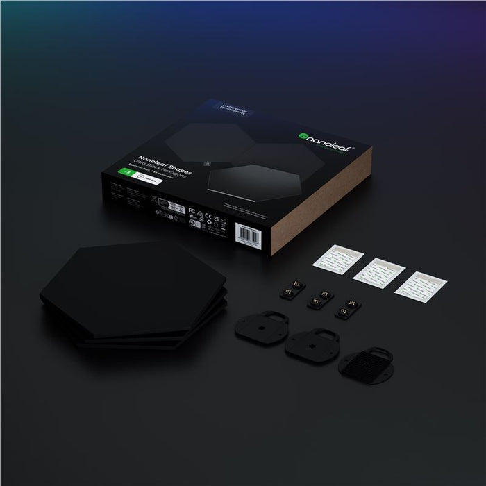 Pachet extensie 3 panouri Nanoleaf Shapes Black Hexagons, ediție limitată