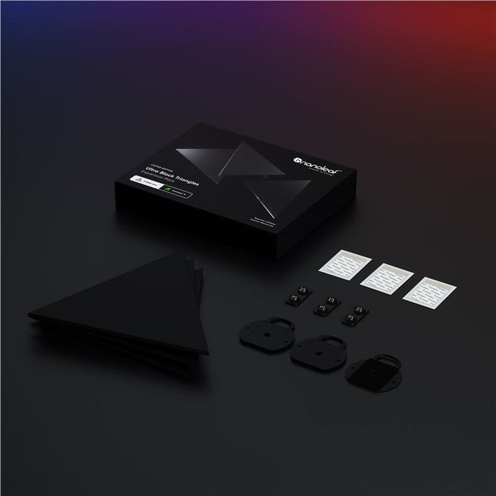 Pachet extensie 3 panouri Nanoleaf Shapes Black Triangles, ediție limitată