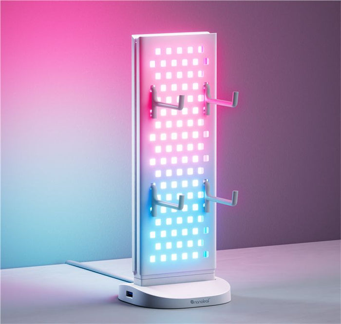 Panou luminos de birou Nanoleaf Pegboard Desk Dock cu hub USB, alb