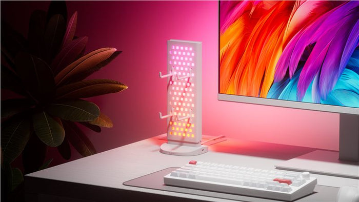 Panou luminos de birou Nanoleaf Pegboard Desk Dock cu hub USB, alb