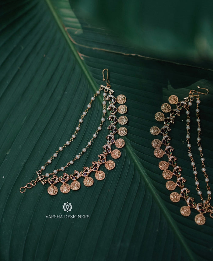 Peacock Bridal Pearl Earchains