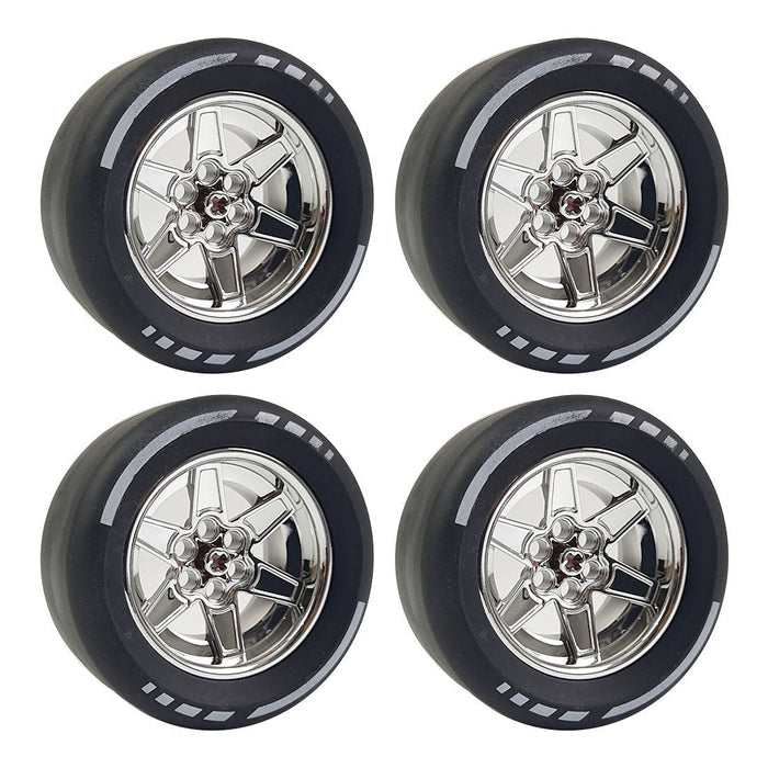 Racing Printed Slick Tire Set of 4 Slick Tires & 4 Electroplated Rims - LesDiy -