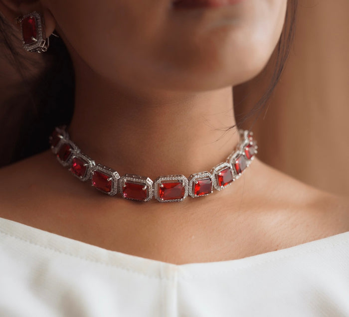 Rich Carmine Zircon Stone Necklace