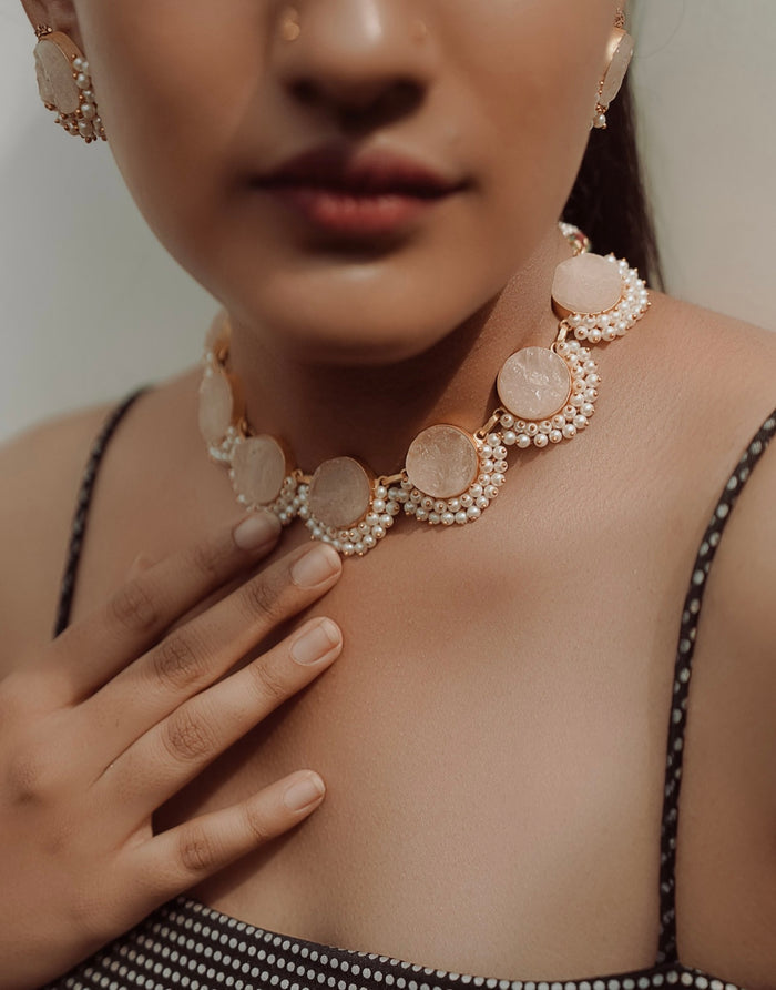 Rose Quartz Stone Designer Necklace