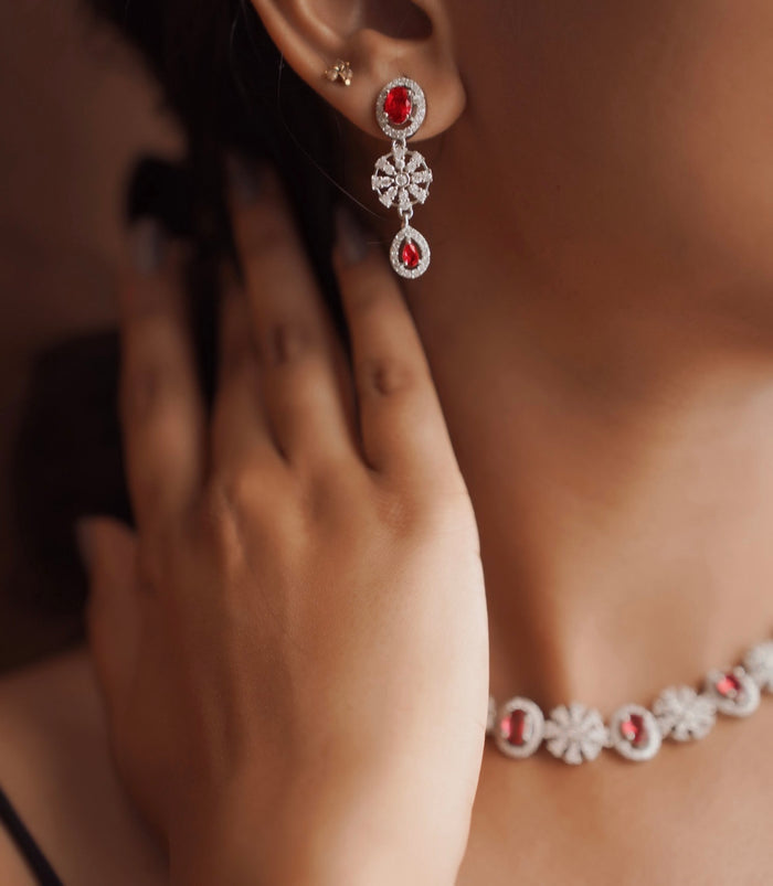 Ruby and White Stone Designer Necklace