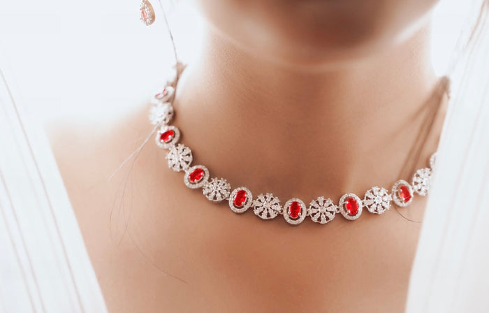 Ruby and White Stone Designer Necklace