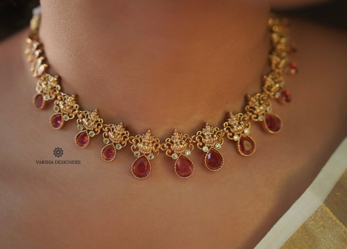 Ruby Teardrop Lakshmi Necklace