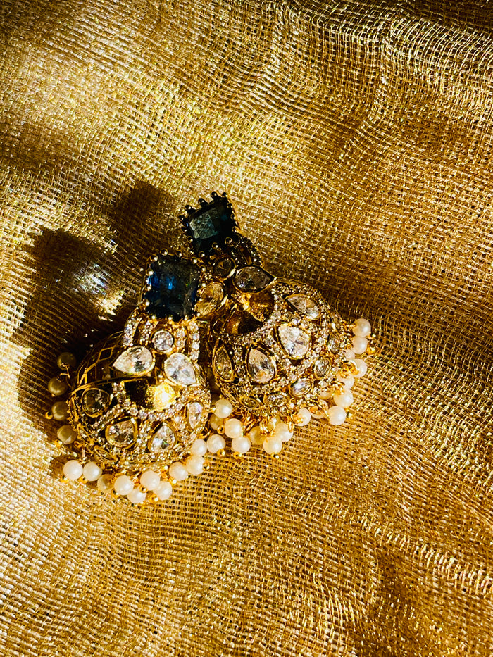 Sapphire Stone Victorian Jhumkas
