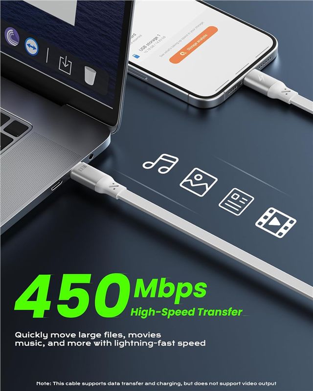 Set 2 cabluri USB-C retractabile iOttie 100W, alb
