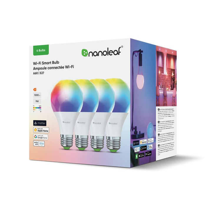 Set 4 becuri smart Nanoleaf Matter A19 E27, Wi-Fi
