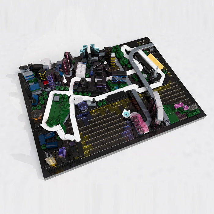 Singapore Marina Bay Circuit Nighttime Street Track Model Buildind Blocks - LesDiy - Building Blocks -