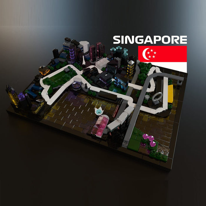 Singapore Marina Bay Circuit Nighttime Street Track Model Buildind Blocks - LesDiy - Building Blocks -