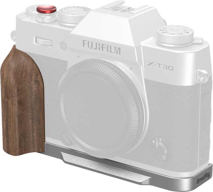 SmallRig 5667 L-Shaped Mount Plate with Wooden Handle for FUJIFILM T30 / T30 II / X-T30 III Silver