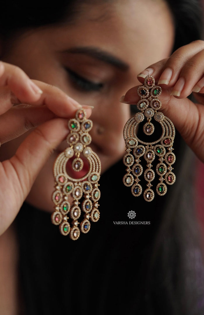 Statement Zircon Multi Stone Earrings