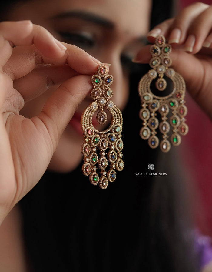 Statement Zircon Multi Stone Earrings