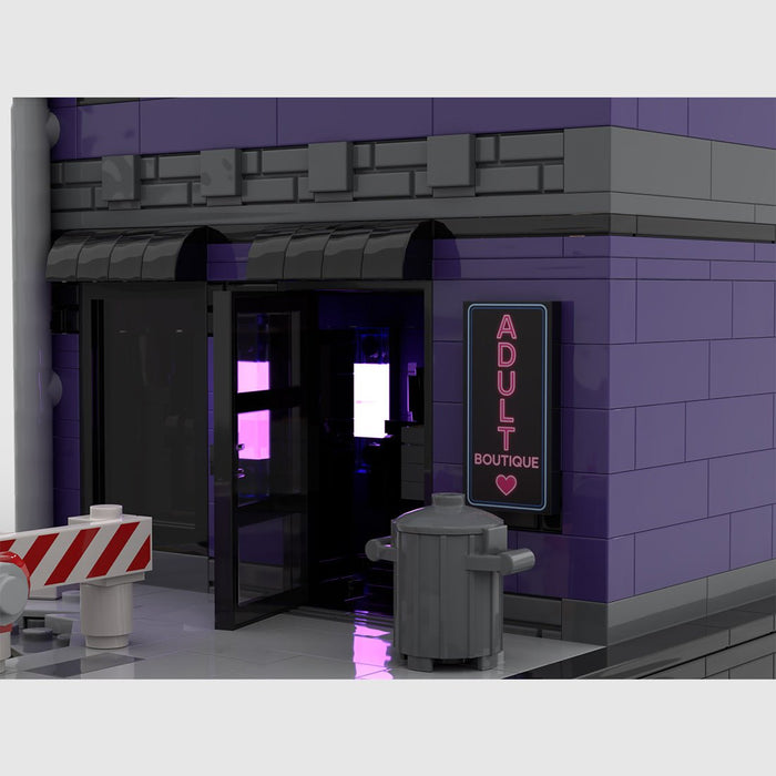 Street View Night Shop Scene Modular Building Blocks - LesDiy -