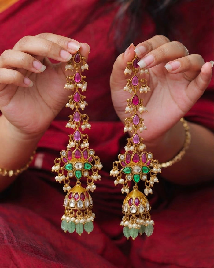 Stunning Kemp Jhumka with Matil