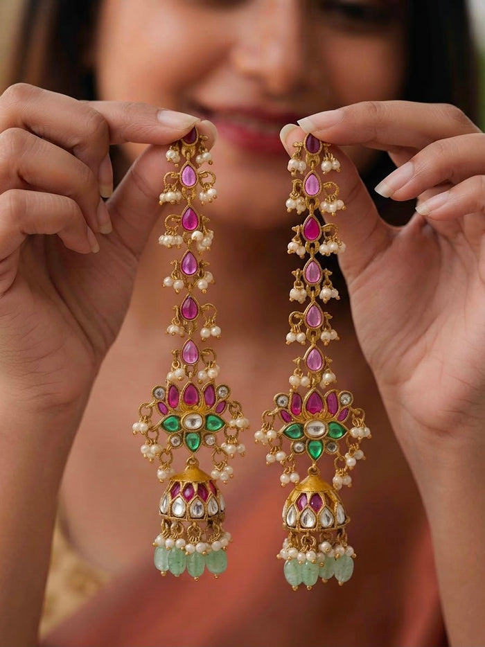 Stunning Kemp Jhumka with Matil