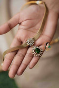 Stylish Emerald and White Stone Band Choker