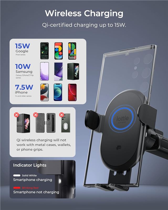 Suport Telefon Auto iOttie AutoSense 2 cu încărcare wireless, pentru bord și parbriz
