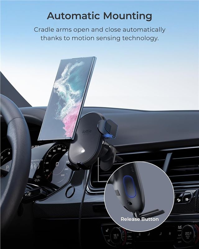 Suport Telefon Auto iOttie AutoSense 2 cu încărcare wireless, pentru grila de ventilație