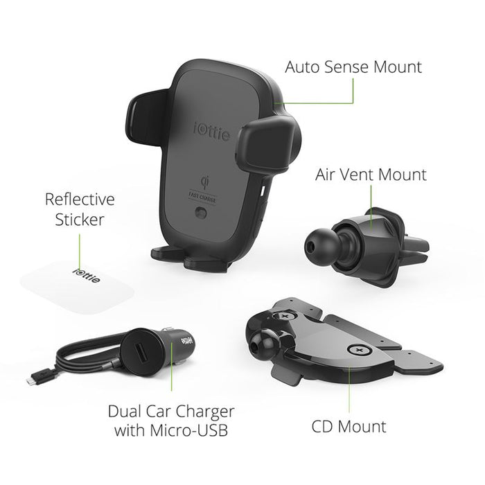 Suport Telefon Auto iOttie AutoSense cu încărcare wireless, grilă de ventilație și slot CD