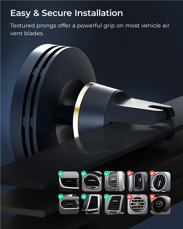 Suport Telefon Auto iOttie Velox Mini MagSafe cu încărcare wireless, pentru grila de ventilație