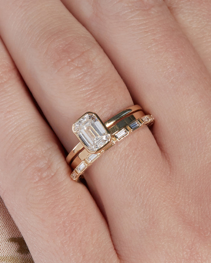 The Classique Metal Band- 1.5mm is the first band underneath the engagement ring