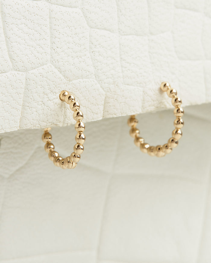 The Mini 14K Beaded Huggies
