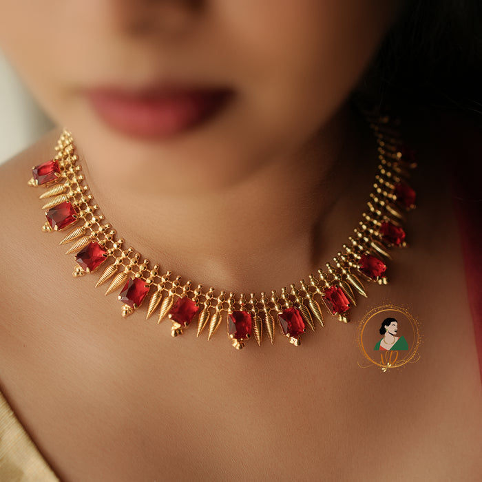 Traditional Kerala Ruby Necklace Set