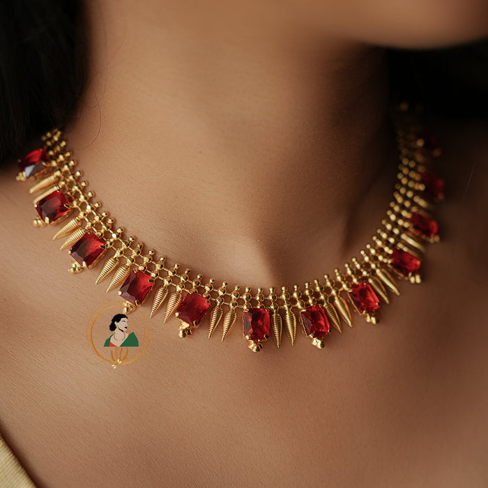 Traditional Kerala Ruby Necklace Set