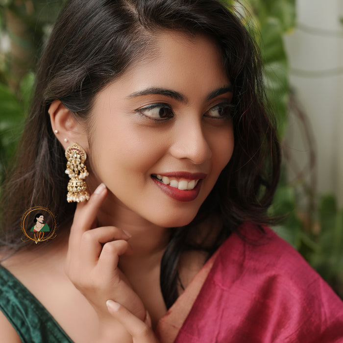 Traditional White Stone Jhumkas