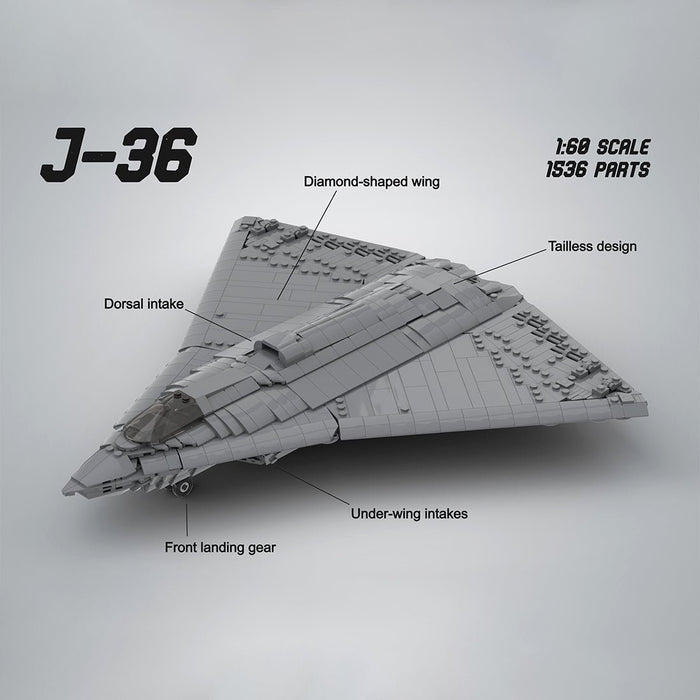 Triple Engine J - 36 Fighter Aircraft Building Blocks - LesDiy - Building Blocks -