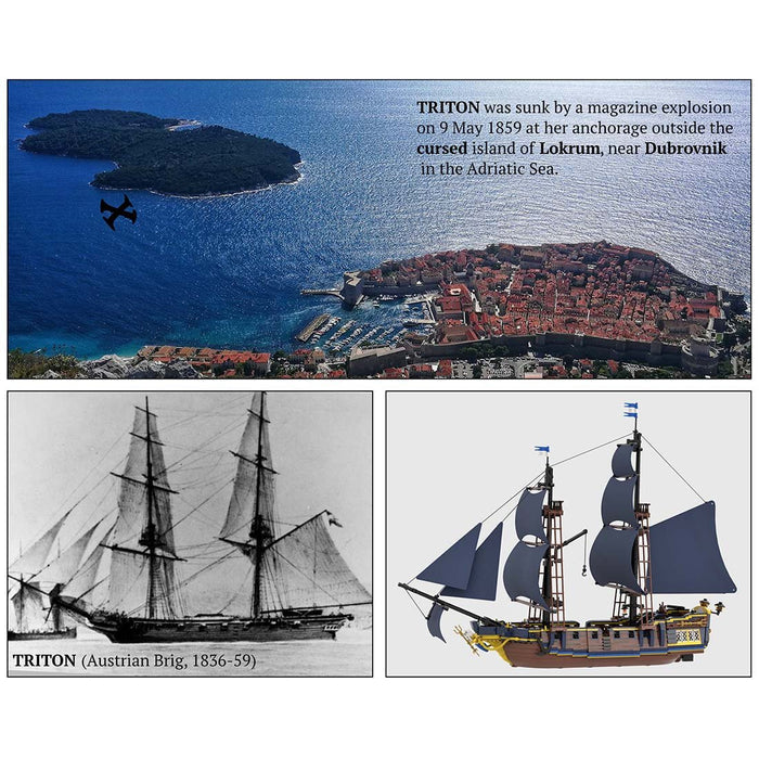 Triton Warship Model with Sails - LesDiy -