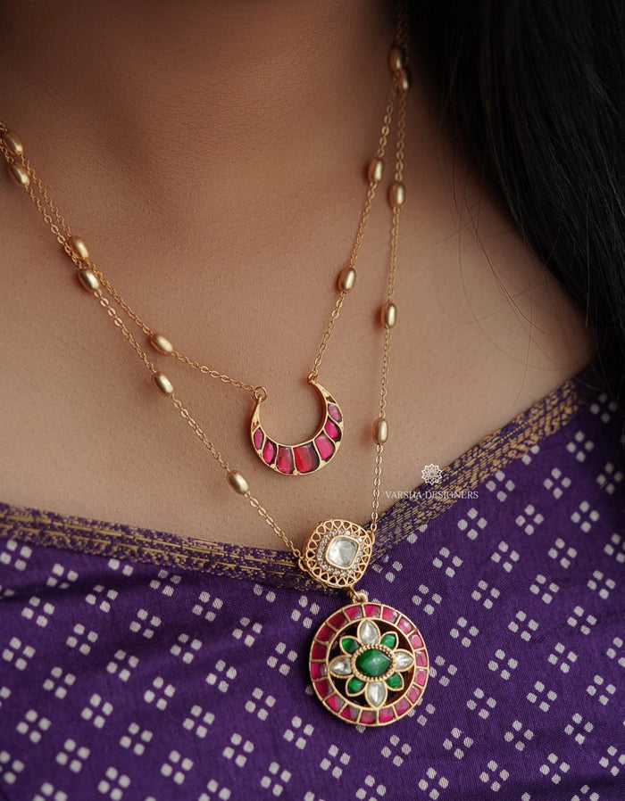 Two Layer Kundan & Kemp Two Layer Necklace