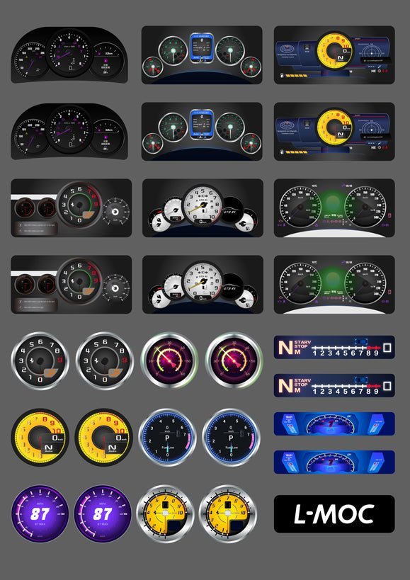 Universal Instrument Panel Transfer Sticker for Building Block Car Set - LesDiy -