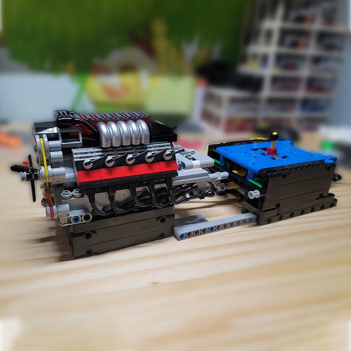 V10 Engine with Gearbox Single Overhead Camshaft (SOHC) Air - Cooled Engine - LesDiy -