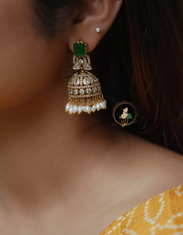 Victorian Emerald Stone Jhumkas