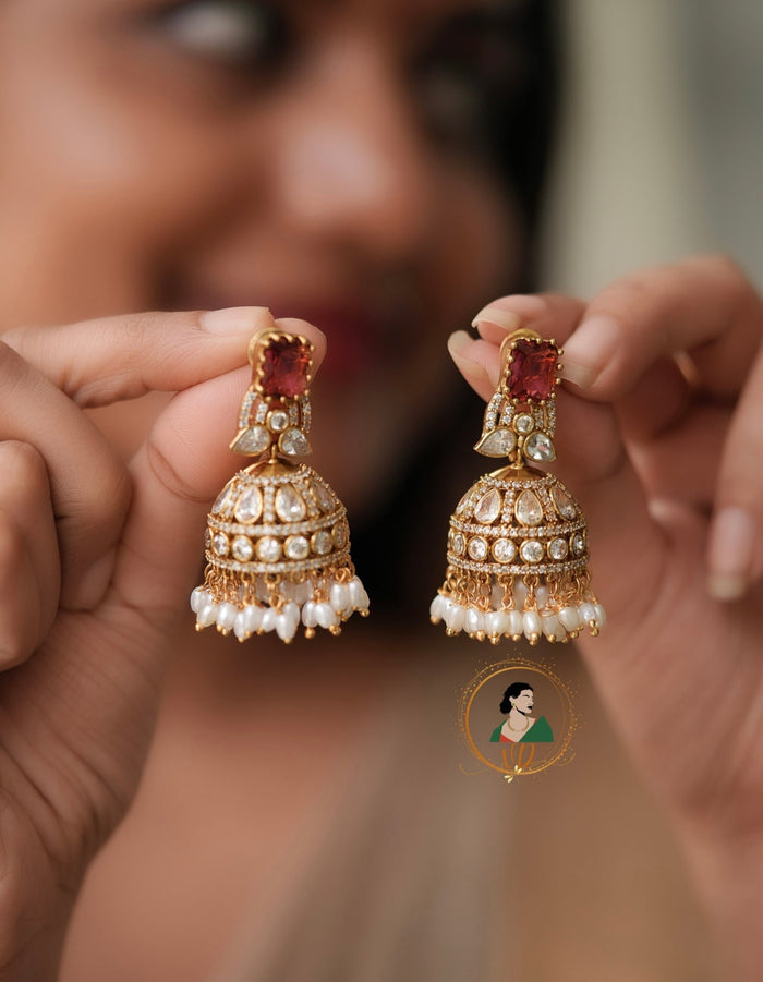 Victorian Ruby Stone Jhumkas