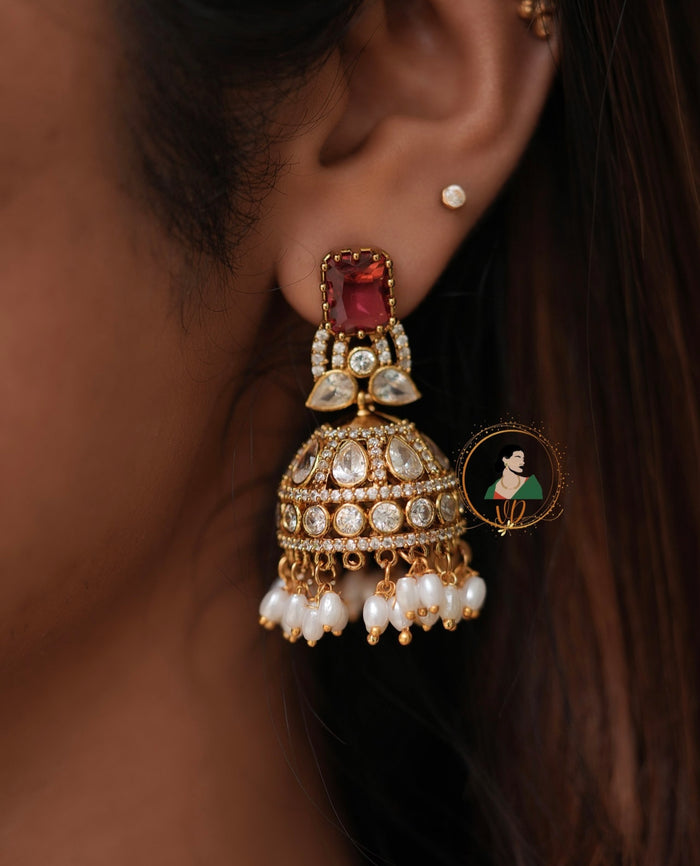 Victorian Ruby Stone Jhumkas